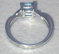 (1) Size 10 Aqua Blue Aquamarine Square Cut .925 Ring - 4