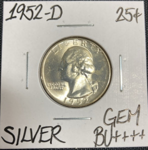 1952-D Gem BU++++ Silver Washington Quarter