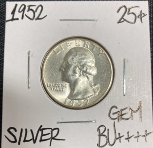 1952 Gem BU++++ Silver Washington Quarter