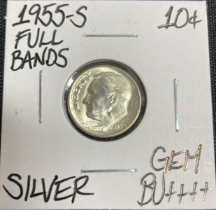 1955-S Gem BU++++ Full Bands Silver Roosevelt Dime