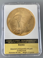 24K Gold Layered Proof “Bravery” Copper Coin