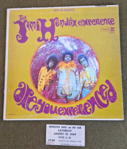 (1) The Jimi Hendrix Experience W/ Original Album Cover, Record & (1) Woodstock Ticket Stub For Saturday, August 16, 1969