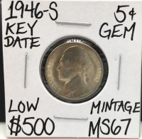 1946-S MS67 Key Date Gen Nickel