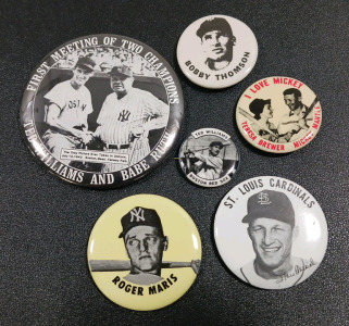 (6) MLB Collectible Pins Including Mickey Mantle & Babe Ruth