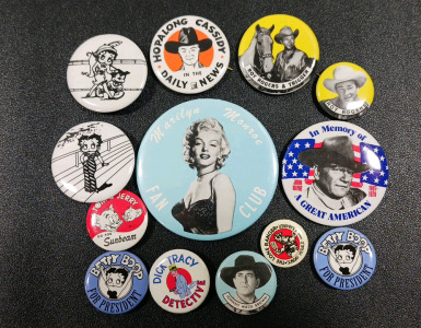 (13) Assorted Collectible Pins Including Betty Boop, Marilyn Monroe, Dick Tracy & More!