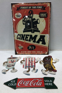 (3) Retro Snacks Signs (1) Cinema Poster & More