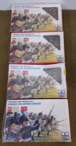 (4) ESCI Napolenoic Wars Waterloo 1815 / Prussian & Austrian Infantry, (50) Figurine 1/72 Scale Kits