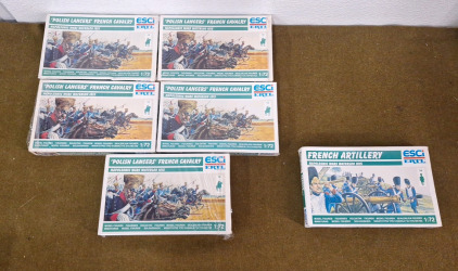 (5) ESCI Napolenoic Wars Waterloo 1815 / Polish Lancers- French Calvary (12) Figurine 1/72 Scale Kits & (1) ESCI Napolenoic Wars Waterloo 1815 / French Artillery (16) Figurine 1/72 Scale Kit