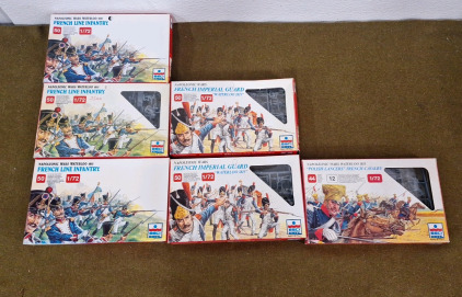 (3 ) ESCI Napolenoic Wars Waterloo 1815 / French Line Infantry (50) Figurine 1/72 Scale Kits, (2) ESCI Napolenoic Wars Waterloo 1815 / French Imperial Guard (50) Figurine 1/72 Scale Kits &(1) ESCI Napolenoic Wars Waterloo 1815 / Polish Lancers-French C