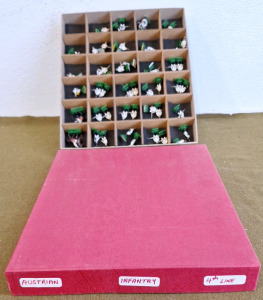 (1) Small Box Of Finished, 1/72 Scale Figurines. Austrian Infantry, 4th Line