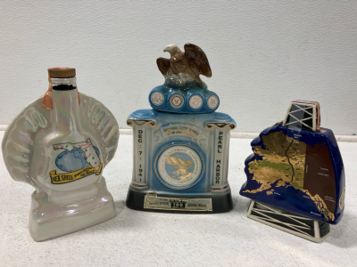 (3) Jim Beam Whiskey Decanters