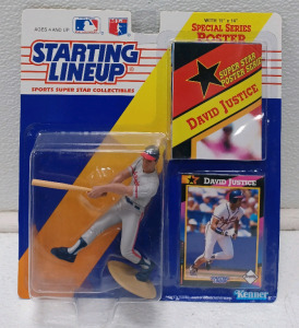 MLB Starting Lineup David Justice New 1992 Edition 3 Piece Collector Set W/Figurine, Card, & Poster