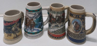 (4) Budweiser Ceramic Beer Stein Mugs