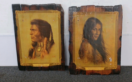 Pair of Wood Native American Art Decor
