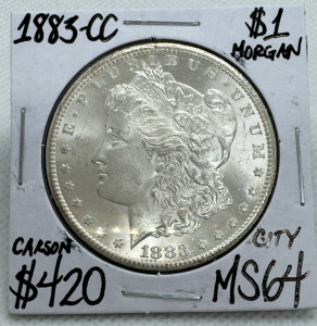 1883-CC MS64 CARSON CITY MORGAN SILVER $1