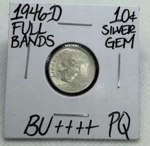 1946-D GEM BU++++ FULL BANDS SILVER DIME
