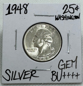 1948 GEM BU++++ SILVER WASHINGTON QUARTER