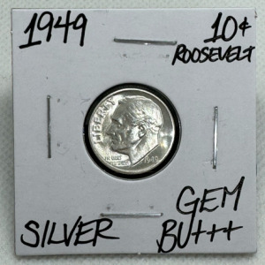 1949 GEM BU++++ SILVER ROOSEVELT DIME