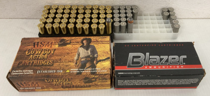 (Box Of 50) HSM Cowboy Action .44 Mag Cartidges And Partial (17 Bullets, 7 Shells) Box Blazer .44 REM Mag