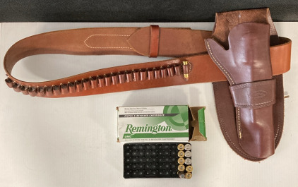 (11) Rounds .44 REM Mag 180 Grain & Leather Western Style Holster With Bullet Loops