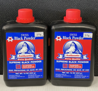 (2) Unopened 16Oz Swiss Black Powder 2Fg Authentic Swiss Quality Supreme Black Powder