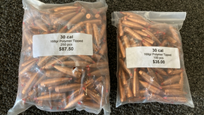 (350) 30 Cal 168gr Polymer Tipped Bullets