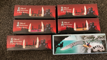 (6) Frost Cutlery New Pocket Knives