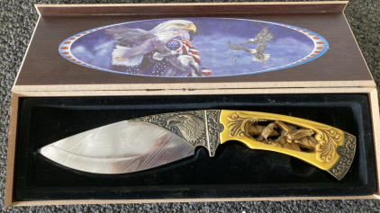 Carved Handle and Laser-Etched Knife
