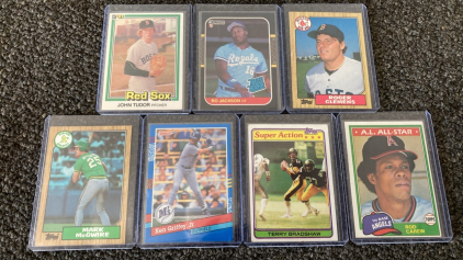 (6) Assorted 1980s-90s Baseball Cards in Sleeves, (1) Terry Bradshaw Card