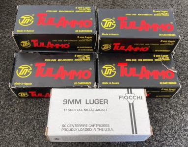 (7) Boxes of 9mm 115gr Full Metal Jacket 50 Cartridges