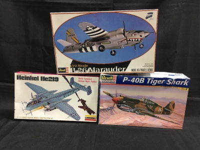 (3) Vintage Fighter Plane Models