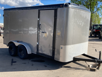 16’ Enclosed Utility Trailer W/ Double Rear Doors, Side Door & Ladder Racks