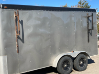 Newer 16&rsquo; Enclosed Utility Trailer W/ Double Rear Doors, Side Door & Ladder Racks - 2