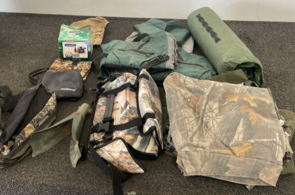 Coleman Portable Air Pump, Large Water Waders, Assorted Camping/Hunting Gear