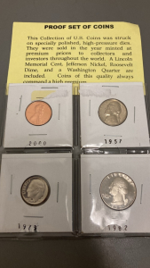 Proof 2000 Penny, 1957 Nickel, 1979 Dime, 1982 Quarter