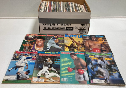 Box of Assorted Vintage Sports Magazines Including: Kareem Abdul-Jabbar, Magic Johnson, Bo Jackson and more