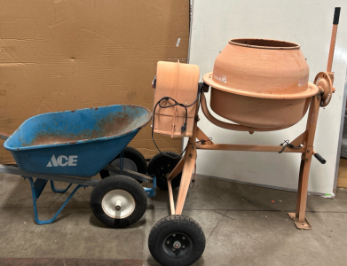 (1) Electric Concrete Mixer (1) Ace Wheelbarrow