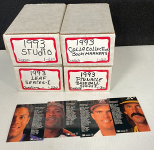 1993 Collectors Baseball Cards!- Studio (1-220), Colla Collection Book Markers (1-120), Leaf Series I (1-220), & Pinnacle Baseball Series I (1-310)