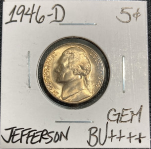 1946-D Gem BU++++ Mint State Jefferson Nickel
