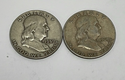 (2) Silver Half Dollars Dated 1959 And 1960