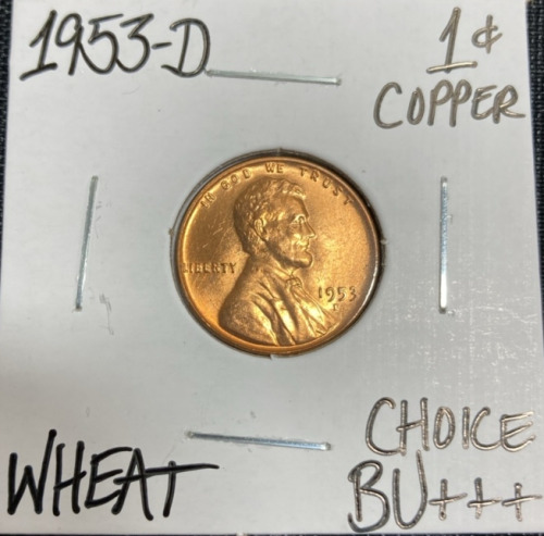 1953-D Choice BU+++ Mint State Wheat Penny