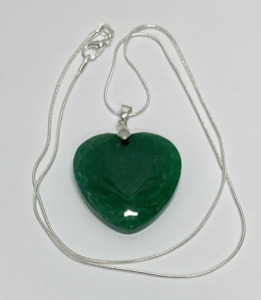 81.60ct. Green Fire Dragon Agate Gemstone W/ Silver .925 Necklace