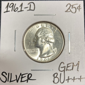 1961-D Gem BU+++ Silver Washington Quarter