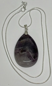 81.70ct. Natural Amethyst Teardrop Gemstone W/ Silver .925 Necklace