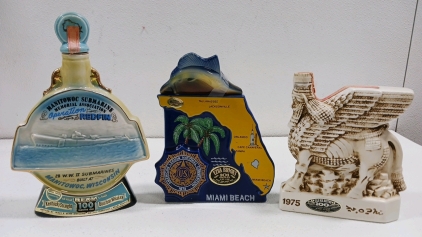 (3) Jim Beam Themed Whiskey Decanters