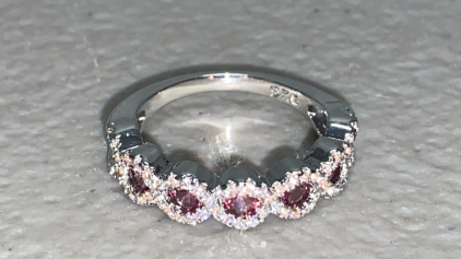(1) Size 7 1/2 5 Stone Red Ruby .925 Ring