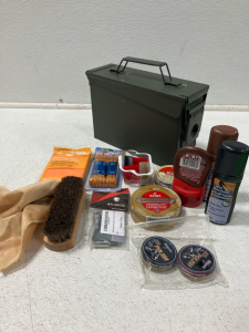Small Ammo Can with Shoe Polishing Supplies