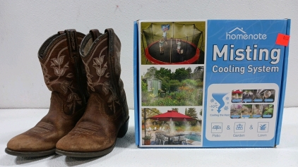 (1) Ariat Sz 4 Boots (1) Homenote Cooling System (in Original Packaging)