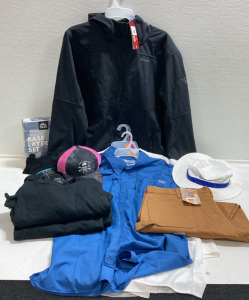 Black Sweatsuit, Carhartt Work Dungarees, Assorted Ballcaps, Moosejaw Light Jacket, and more