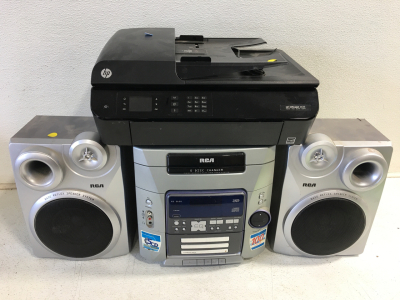 RCA 5cd Changer Stereo and HP Officejet 4635 Both Power On